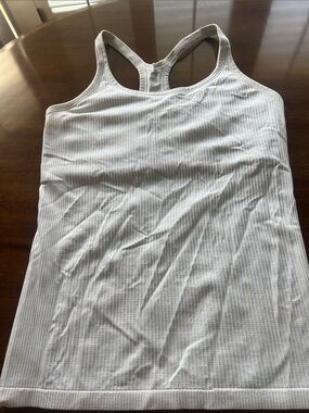 lululemon athletica Eeb to Street White Ribbed Racerback Tank Top